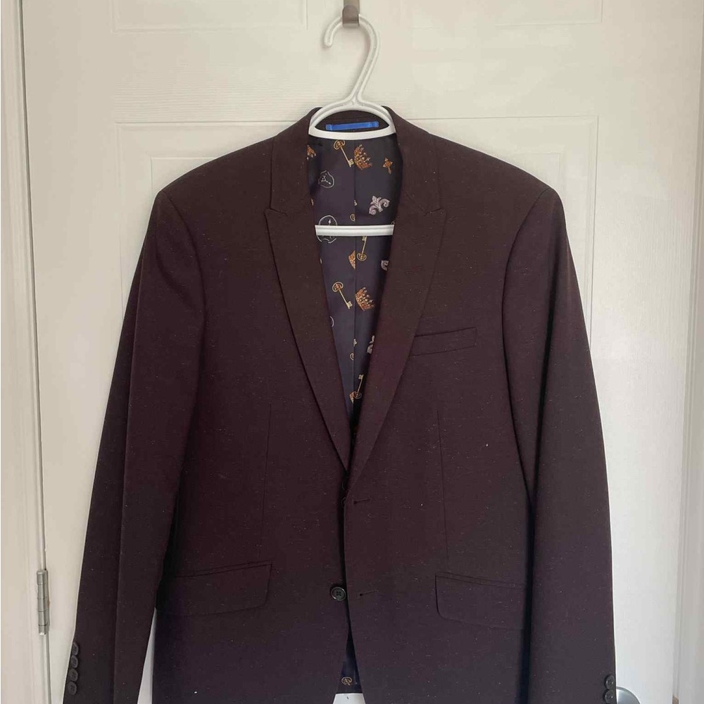 Sondergaard 2 Pieces Suit Men's Classic Dark Burgundy Blazer and Pants